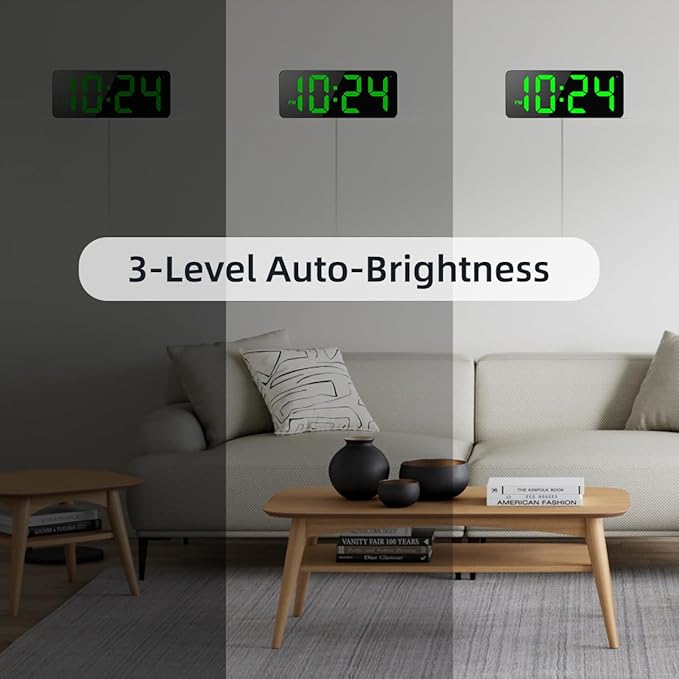 LED Digital Wall Clock with Large Display, Big Digits, Auto-Brightness - Image 4