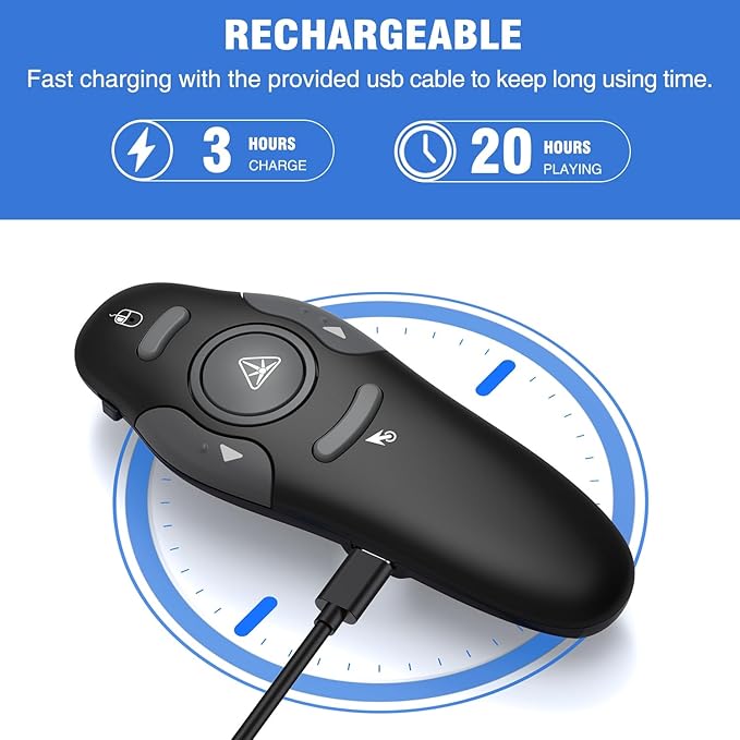 Air Mouse Clicker for Powerpoint Presentations, Rechargeable Wireless Presenter - Image 4