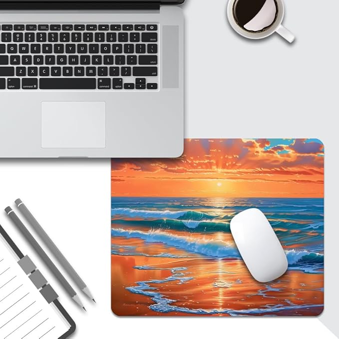 sea Wave Square Mouse pad, Waterproof, Anti Slip Rubber Base, Computer Mouse pad - Image 5