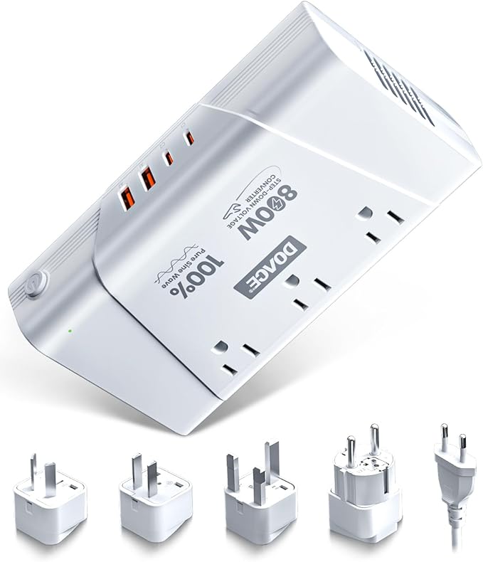 DOACE 220V to 110V Converter, 800W Voltage Converter US to Europe by DOACE