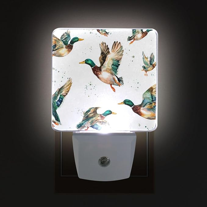 Pigsaly Led Night Light Watercolor Flying Mallard Ducks Night Light Plug in - Image 4