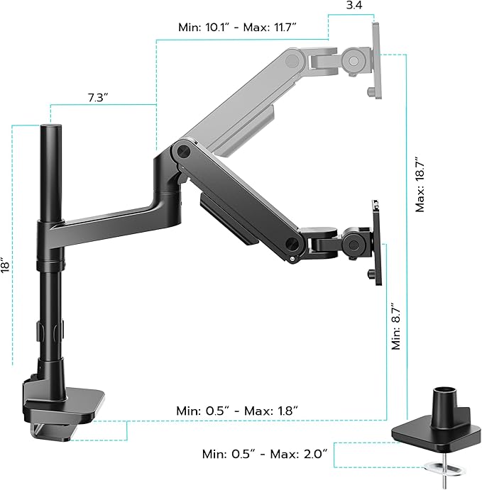 ARES WING Single Monitor Arm Desk Mount - Image 9