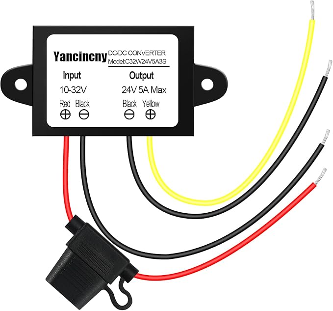 Yancincny Voltage Stabilizer 10-32V to 24V 5A, dc 12V to 24V 120W Waterproof DC by Unknown