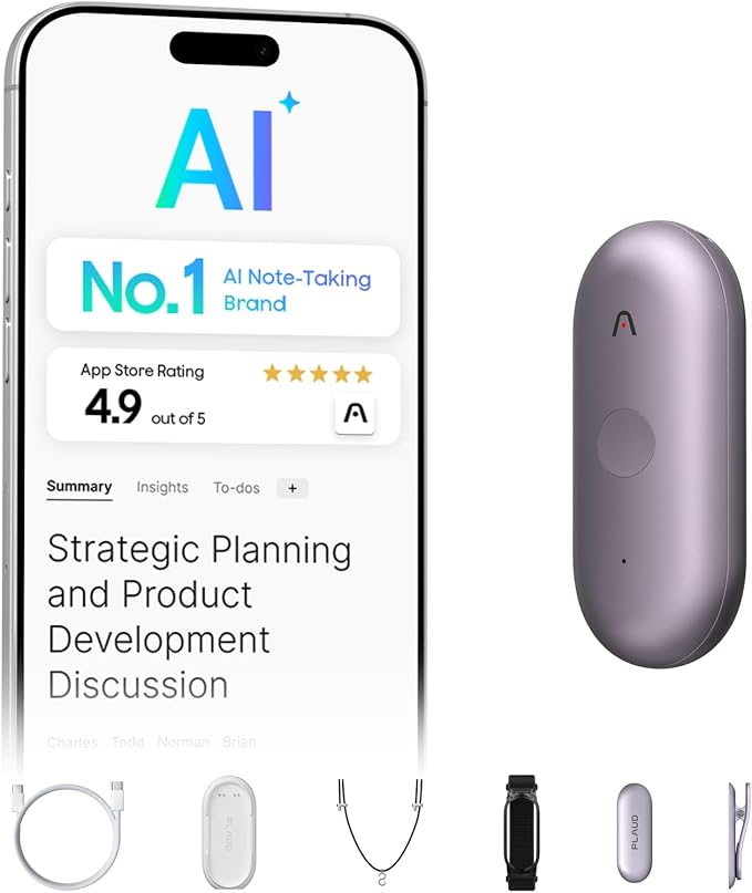 Plaud NotePin S AI Voice Recorder, Wearable AI Notetaker, AI Transcribe & by PlaudOfficial