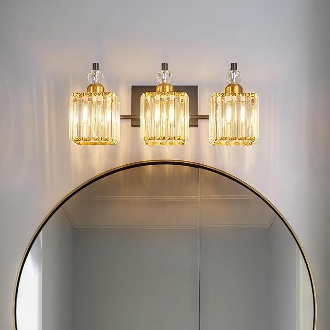 BBLLWJ Bathroom Vanity Lights 3-Light Bathroom Light Gold Brushed Brass Finish - Image 6