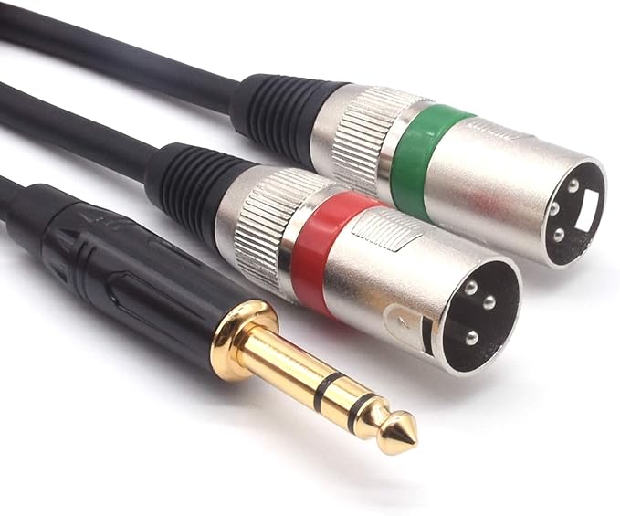 SiYear 1/4" TRS to Dual XLR Male Y Splitter Cable, 6.35mm Quarter inch Stereo by SiYear