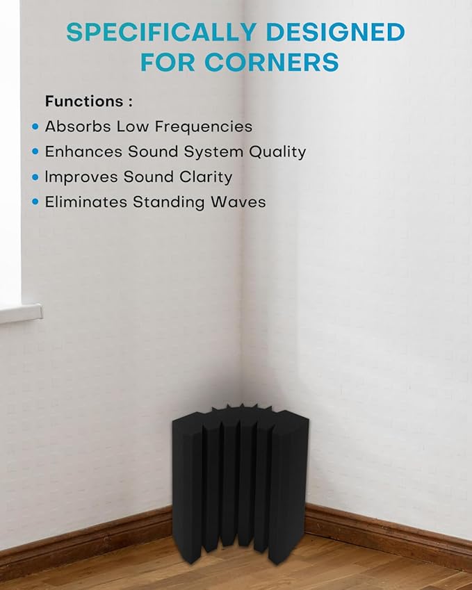 8 Pack - Bass Traps Acoustic Foam Corner, 9.8x9.8 * 4.7'' Black Bass Traps - Image 4