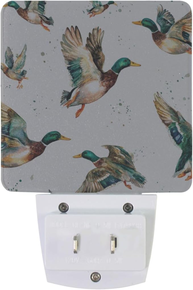 Pigsaly Led Night Light Watercolor Flying Mallard Ducks Night Light Plug in - Image 2
