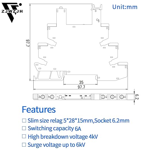 UL Listed 10Pcs Miniature Din Rail Relay 24V Black 24VDC ans 24VAC, 6Amp SPDT - Image 4