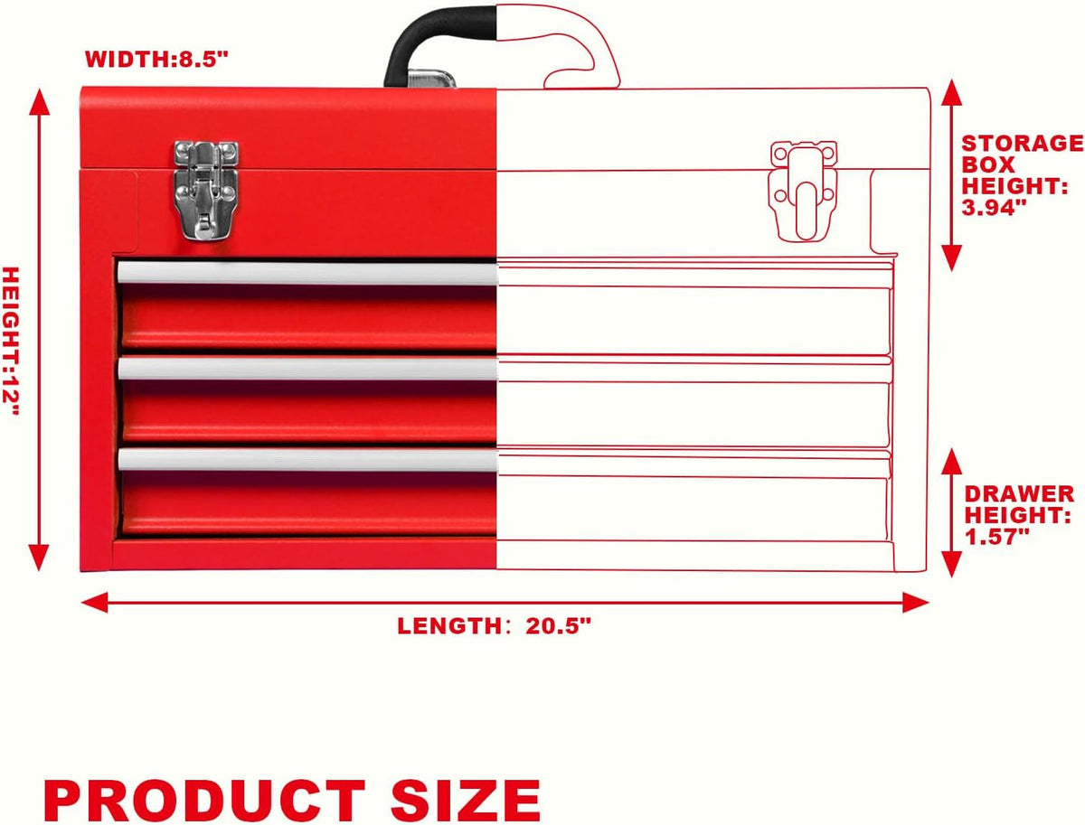 torin antbc-128b 18" portable steel/metal tool box with shown in use