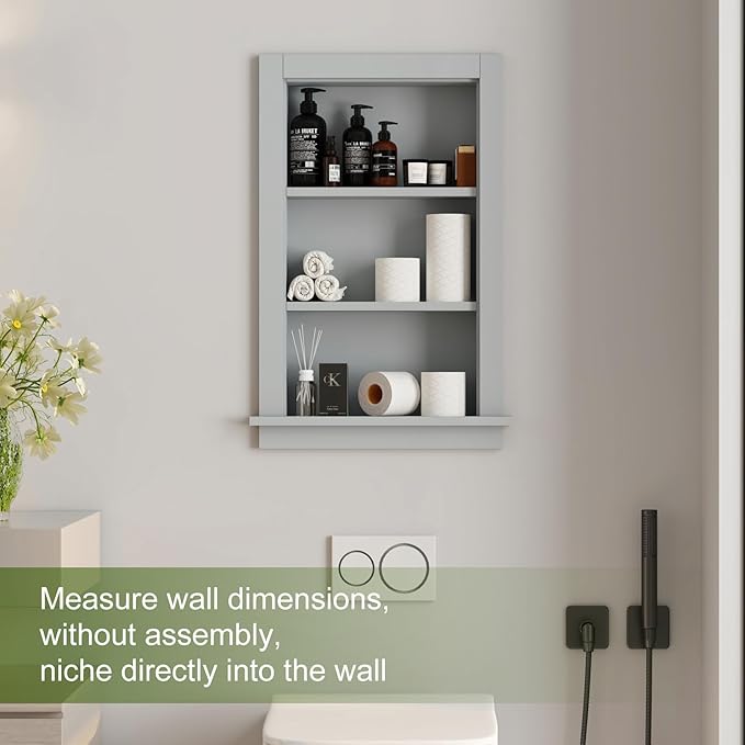Recessed Medicine Cabinet, in Wall Shower Niche, 14x24 Bathroom Cabinet - Image 8