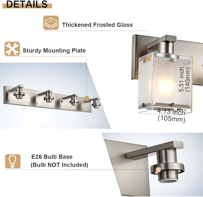WINSHEN 5-Lights Bathroom Vanity Light Fixtures, Modern Brushed Nickel Wall - Image 7