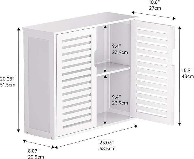 HITNET White Bathroom Cabinet Over Toilet, Bamboo Hanging Medicine Cabinet - Image 3