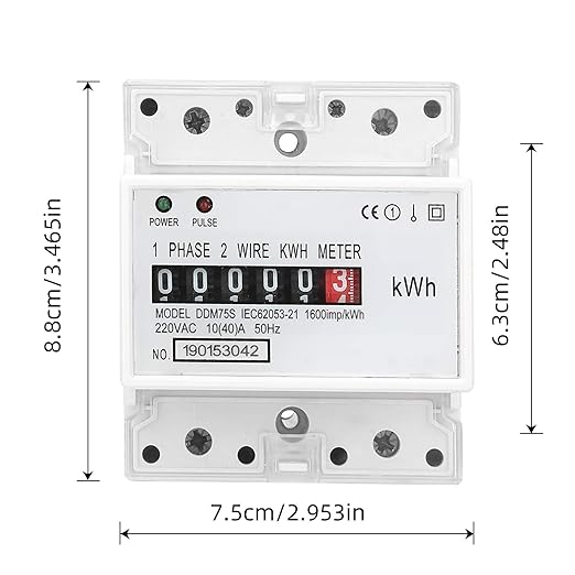 Electric Meter, Single Phase 4P LED DIN-Rail Electricity Power Consumption - Image 3