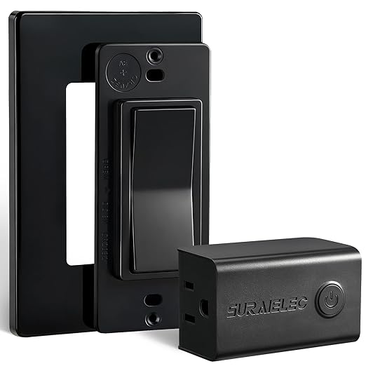 SURAIELEC Remote Control Outlet, Wireless Light Switch, Decorator Rocker Wall by SURAIELEC