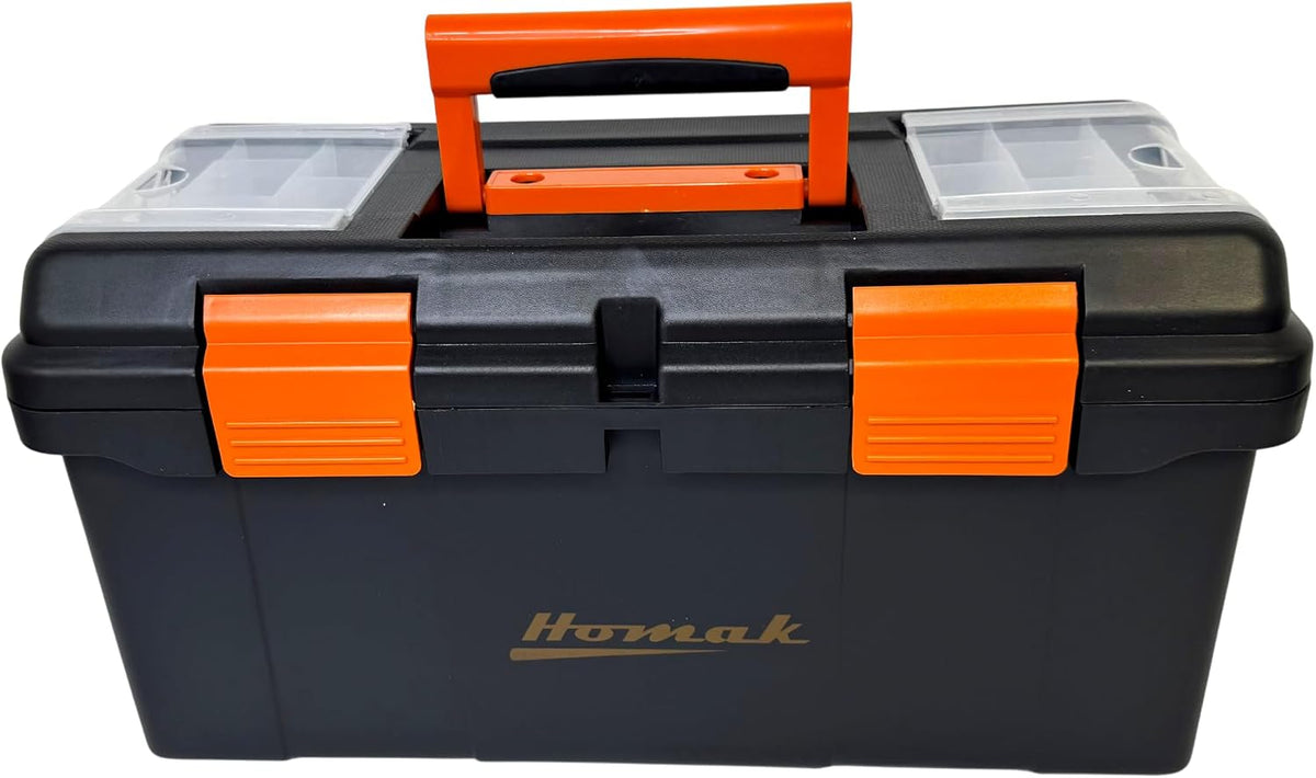 homak plastic tool box with tray and dividers, main product view