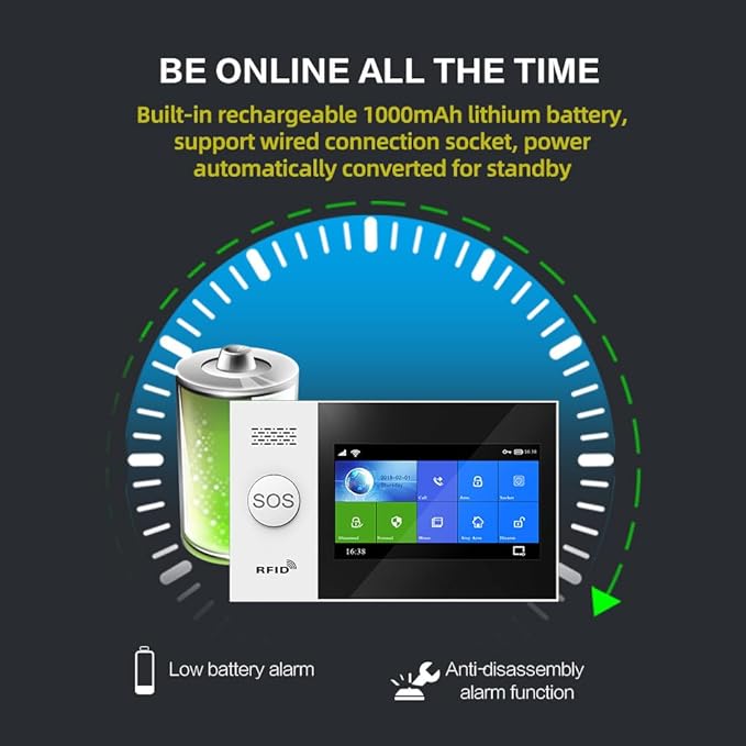 LWOHSI Alarm Systems with 4.3" Large Fulltouch Screen, 4G SMS/Tuya APP Alert - Image 9
