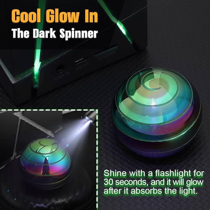 Luminous Kinetic Spinning Desk Toys, Metal Full Body Optical Illusion Fidget - Image 2