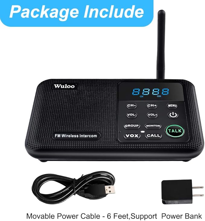 Wuloo Intercoms Wireless for Home 1 Mile Range 22 Channel 100 Digital Code - Image 8