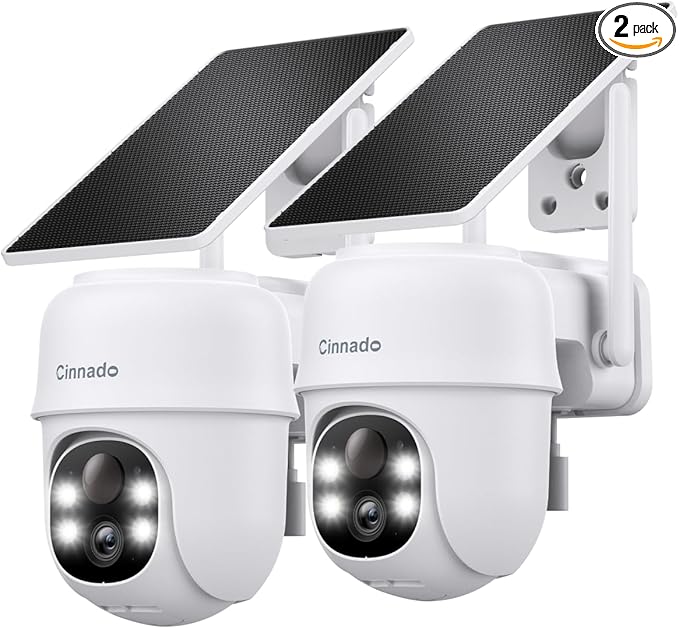 2K Cameras for Home Security-2.4G WiFi Outdoor Camera Wireless Solar/Battery by Cinnado