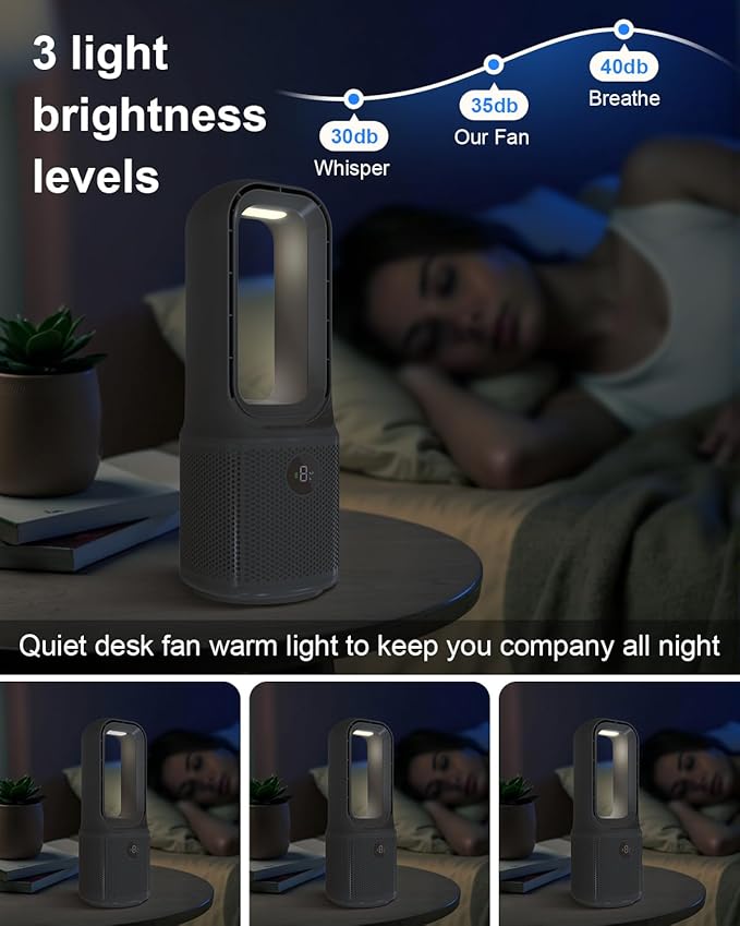 MEIIS Desk Fan Bladeless, 14 Inch USB Rechargeable Tower Fan - Image 6