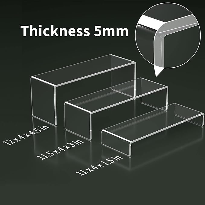 HIIMIEI Acrylic Display Riser, 3 Step 12" Large Acrylic Risers, Thickened to - Image 3