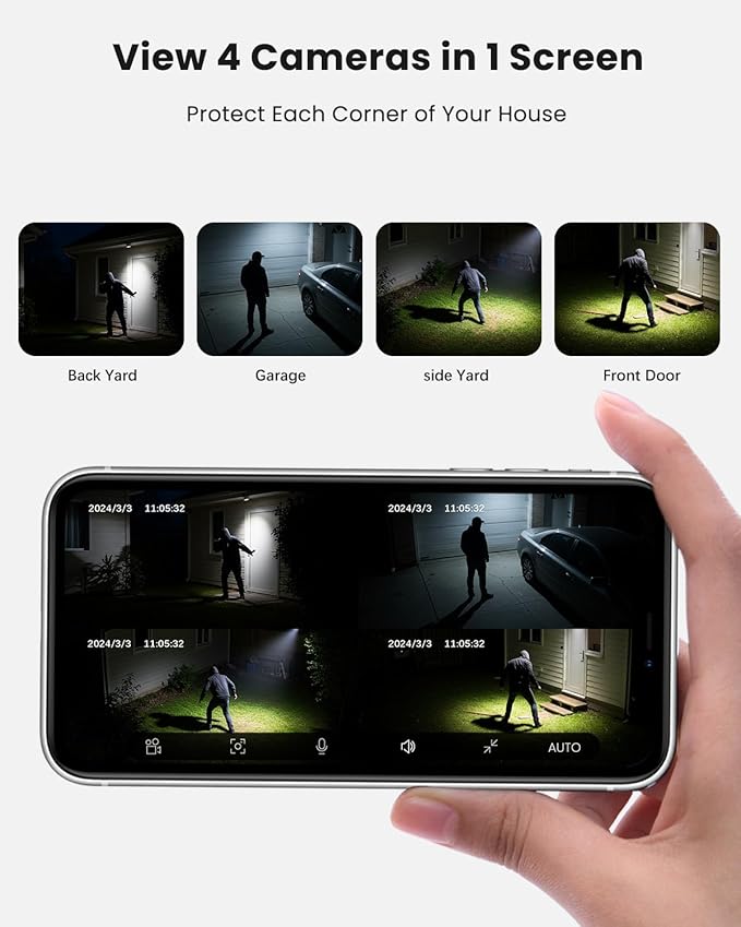 VIZIUUY Solar Security Cameras Wireless Outdoor 4 Pack, 3MP Security Cameras - Image 2