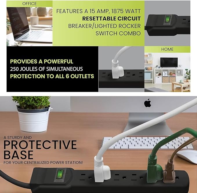 GoGreen Power Inc. 6 Outlet Surge Protector, 6FT Cord, 2 Pack - Image 7