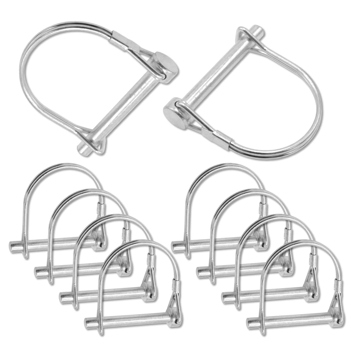 10-Pack Safety Coupler Hitch Pins with Round Loop 1/4 x 2 Inch | heavy duty wire lock design, PTO shaft and farm use, tractor and trailer fitting, quick release pin, steel construction