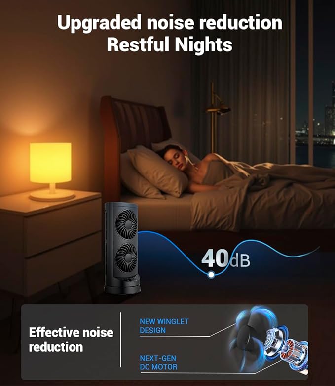 Personal Tower Fan for Bedroom, Portable Desk Table Fan，3 Speeds Cooling - Image 4
