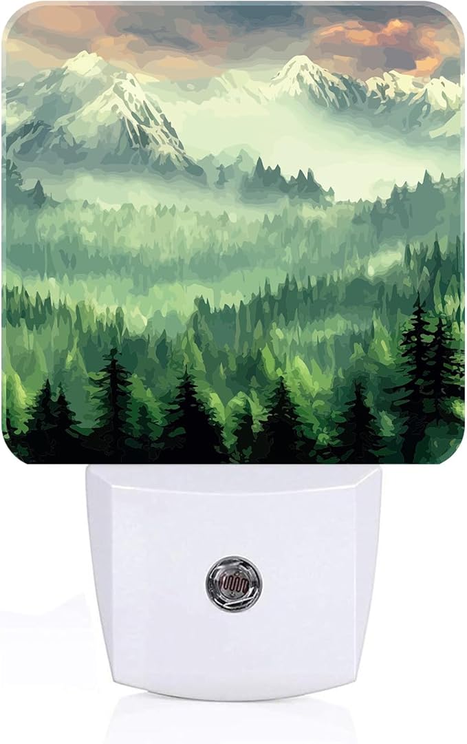 FSHVQKD Mountain Forest Landscape Painting Night Light, Plug Into Wall Decor by Unknown