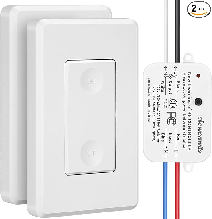 DEWENWILS 3 Way Wireless Light Switch and Receiver Kit, Remote Control by DEWENWILS