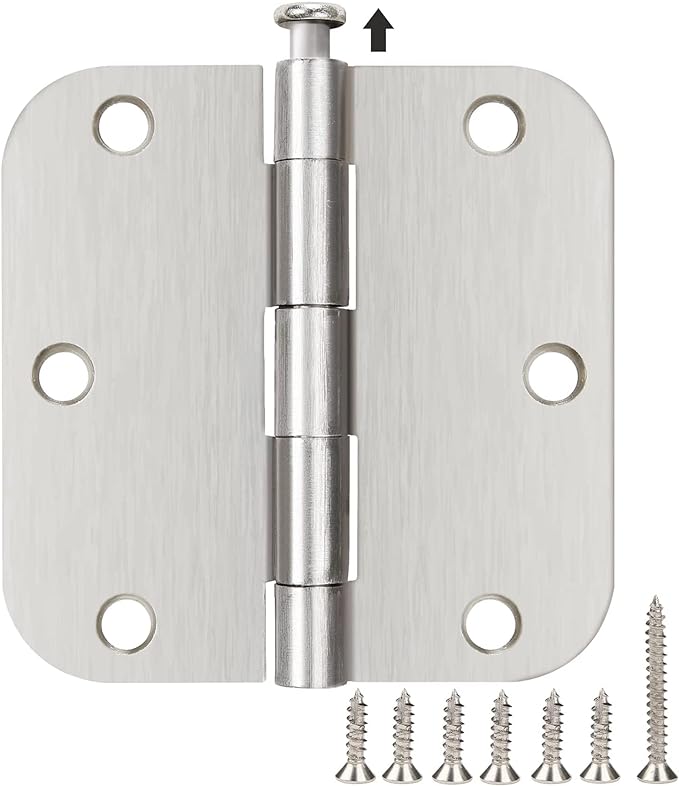 42 Pack Rounded Door Hinges Brushed Nickel 3.5 Inch Interior 5/8" 3-1/2" Flat by TDCHINGES