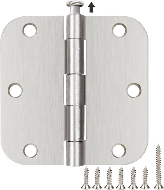 42 Pack Rounded Door Hinges Brushed Nickel 3.5 Inch Interior 5/8" 3-1/2" Flat by TDCHINGES
