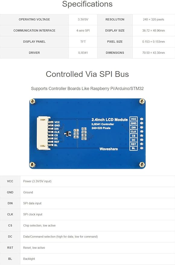 waveshare 2.4inch LCD Display Module - Image 3