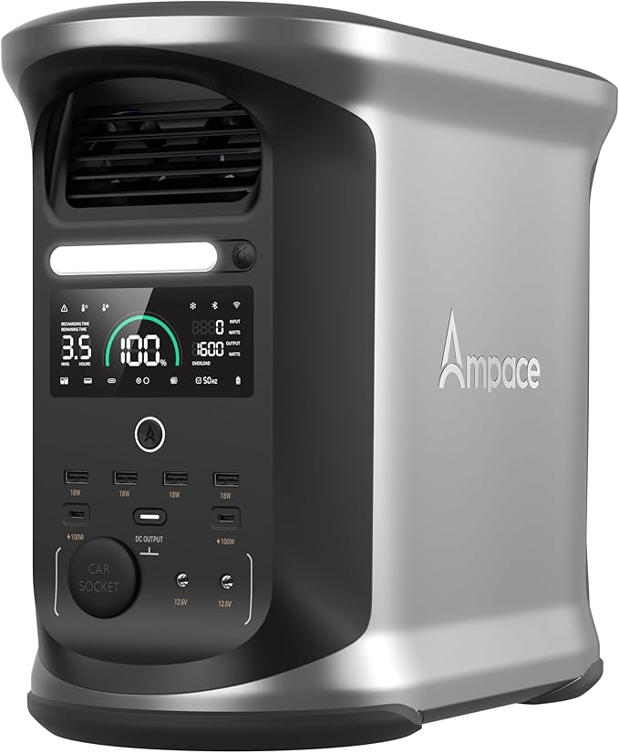 AMPACE Andes 1500 Power Station 2400W, 1462Wh Solar Generator, 1800W AC Charging by EnerVikSolargeneratorforhomeuse