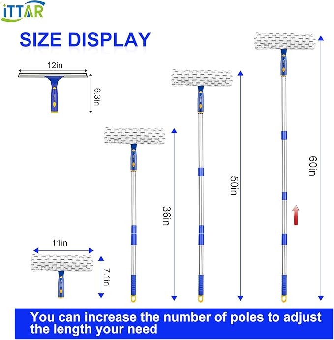 ITTAR Rotatable Window Cleaning Kit, Window Cleaner Squeegee - Image 7