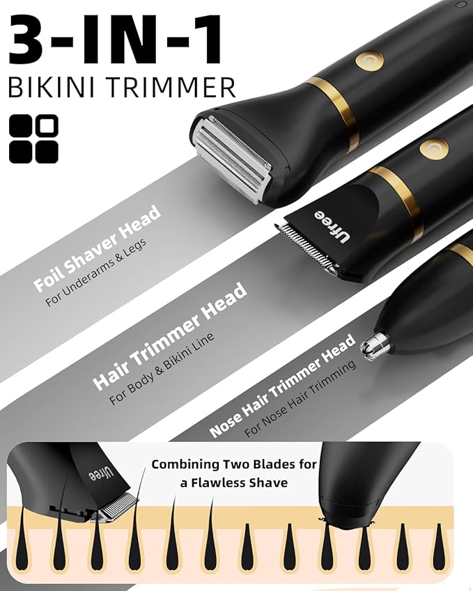 Ufree Body Hair Trimmer for Women, Manscape Pubic Hair Trimmer, 3 in 1 Body - Image 2