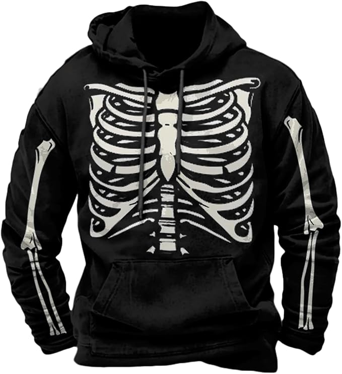 Halloween Hoodie Men Graphic Pumpkin Ghost Printed Sweatshirt Casual Trendy by Spatofa