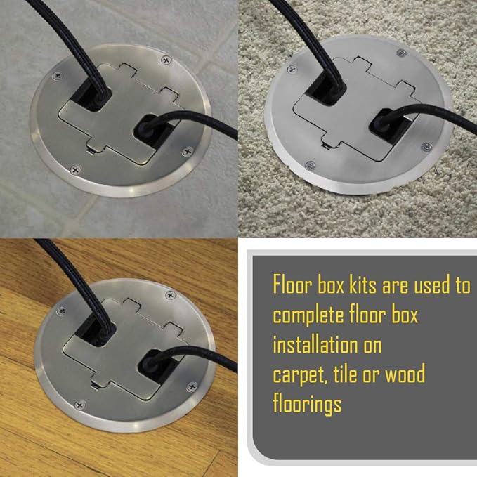 RACO 6239NI Floor Kit with Recessed Duplex 15A TR Device and Adjustable Steel - Image 6
