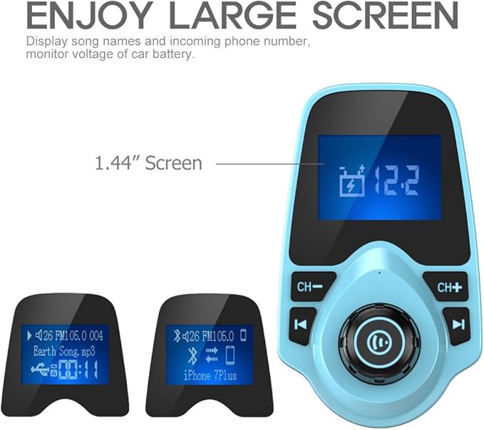 Nulaxy Bluetooth Car FM Transmitter Audio Adapter Receiver Wireless Hands-Free - Image 3