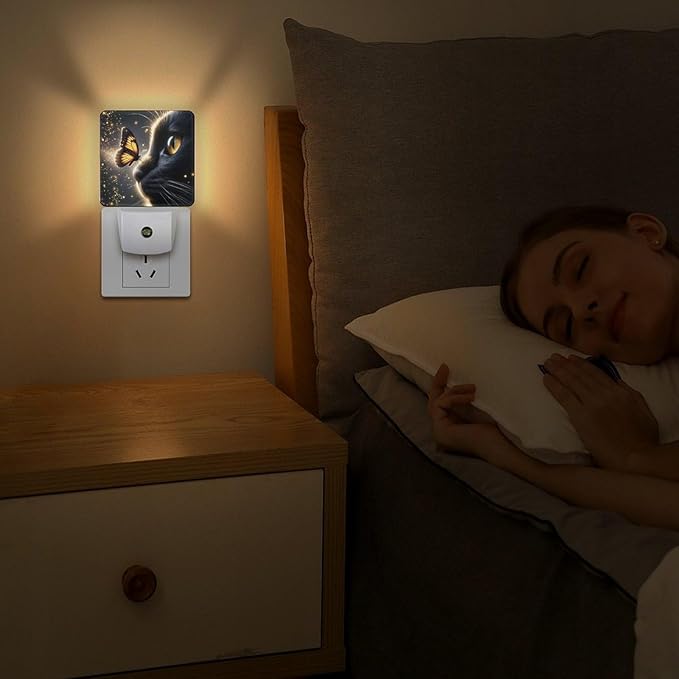 YKJAHSD Cat Butterfly Night Light, Plug into Wall Decor Nightlights - Image 5