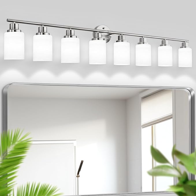 Guliaofo 8-Light Vanity Lights, Brushed Nickel Bathroom Light Fixture by GuliaofoLights