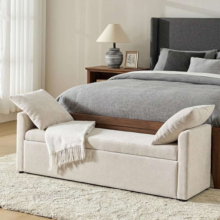 hulala home 59" storage bench with 2 throw, main product view