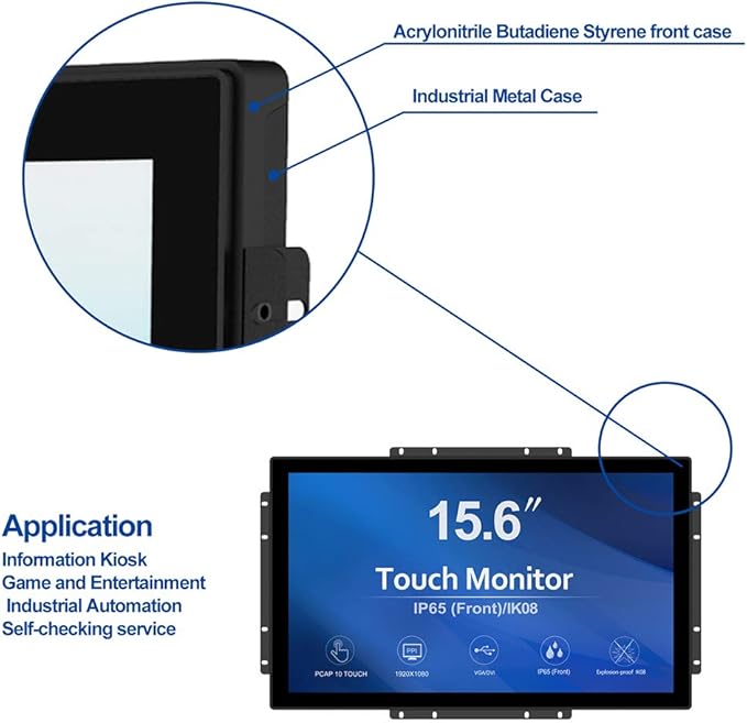 GreenTouch 15.6 Inch 10 Points Open Frame Touch Display, Industrial PCAP - Image 2