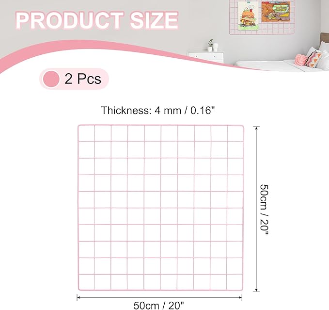 PATIKIL 20"x20" Wire Grid Panel, 2 Pack Board Photo Pictures Memo Display Grid - Image 2