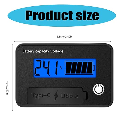 12V 24V Battery Capacity Indicators DC8-30V Leads Acid Lithium Voltages Tester - Image 5
