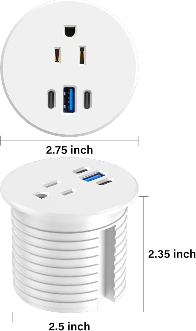 2.5 inch Power Grommet, 20W USB-C Charging, 1 Outlet - Image 6