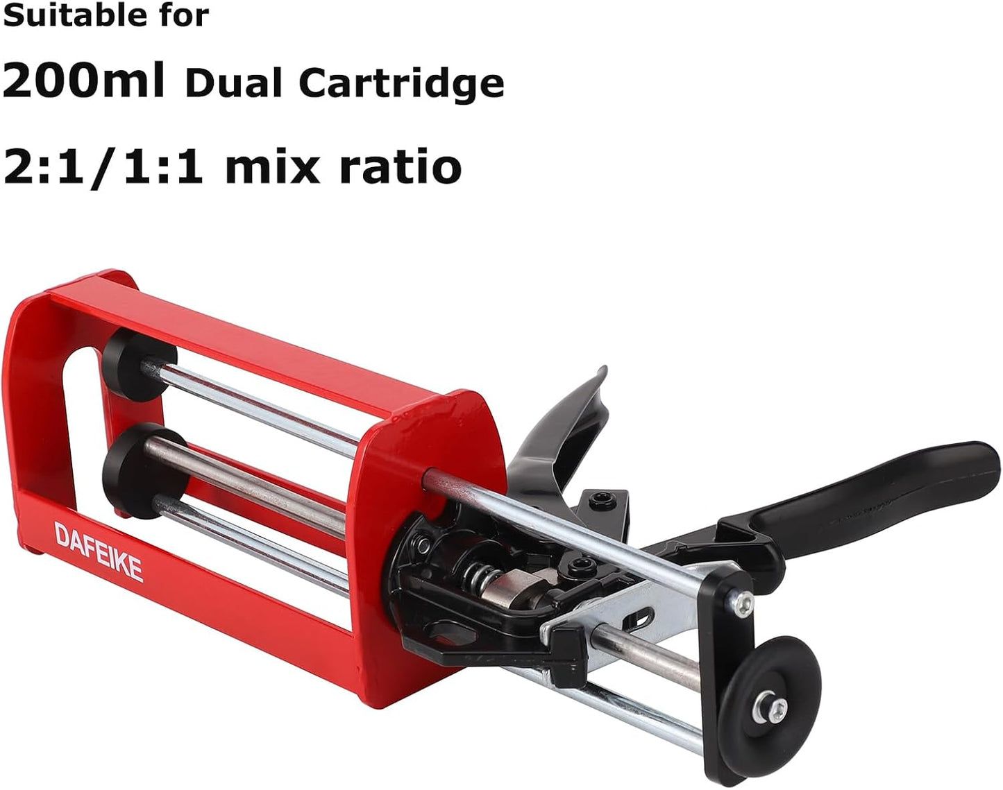 200 ml 6.75 fl oz 1:1 and 2:1 Epoxy Gun Dual Component Caulking Gun Manual Double Cartridge Caulk Gun Panel Bond Adhesive Applicator for 08115 08116, Red