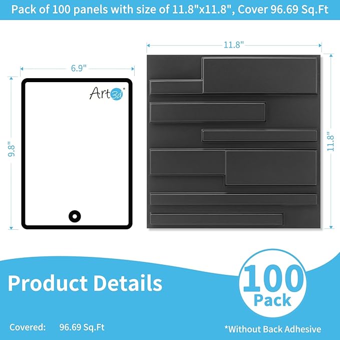 Art3d 100 Pack Decorative 3D Wall Panels, 97 Sq.Feet PVC Interior Wall Décor - Image 2
